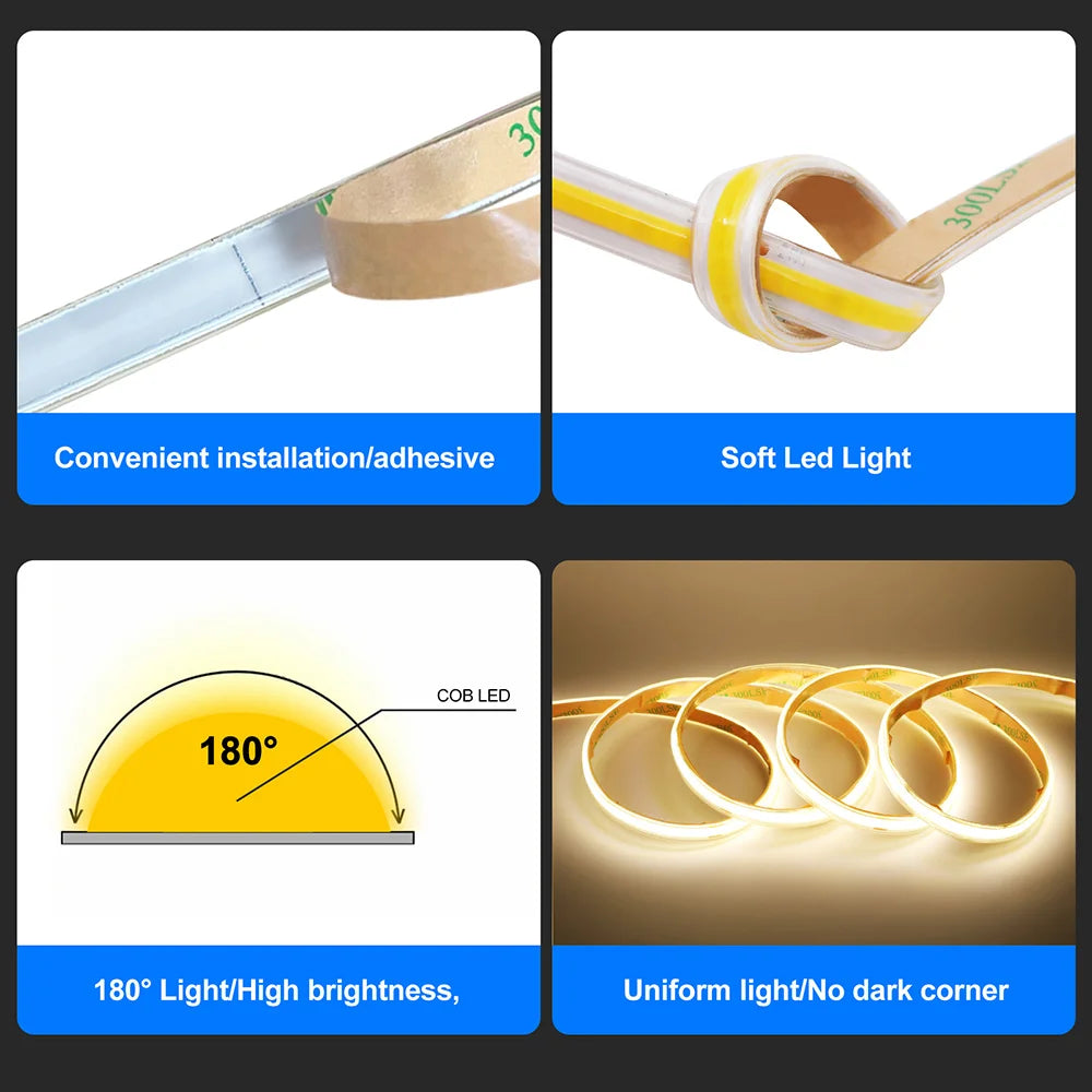 Waterproof COB LED Strip Light IP67 12V/24V