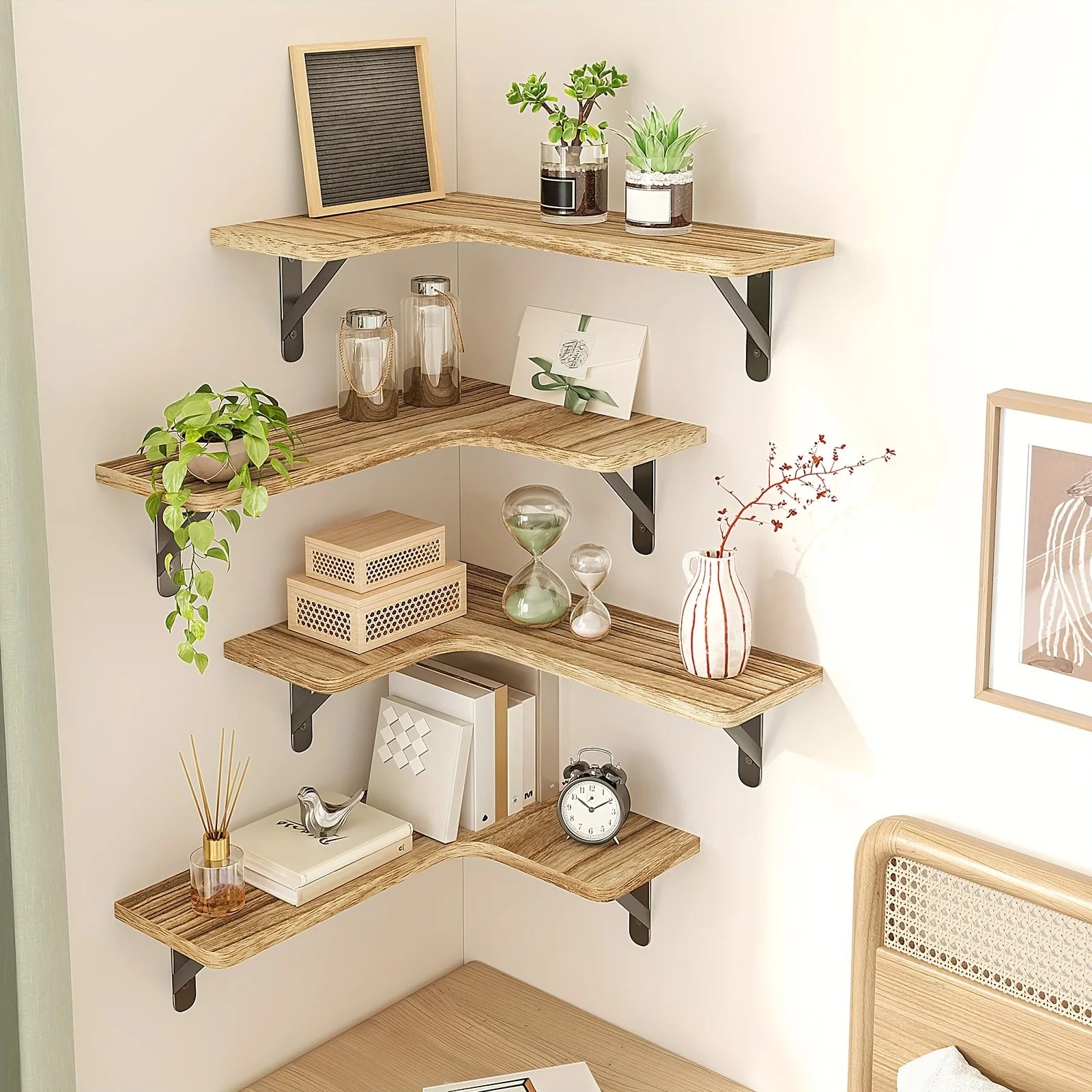 Rustic Wooden Floating Wall Shelf