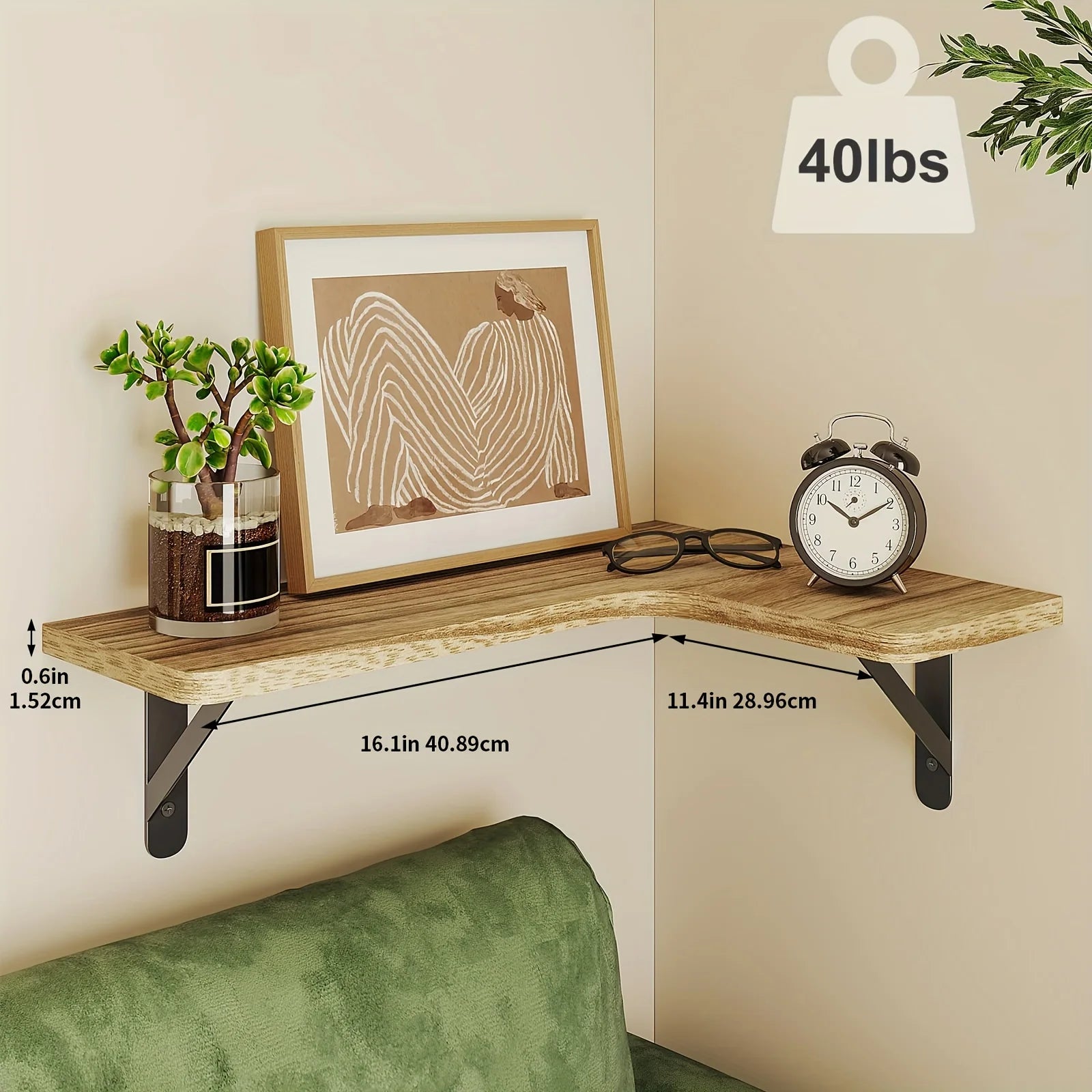Rustic Wooden Floating Wall Shelf