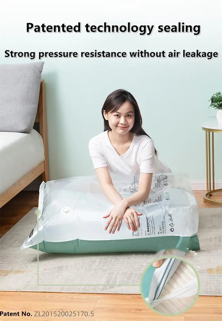 Vacuum Compression Storage Bags – No Pump