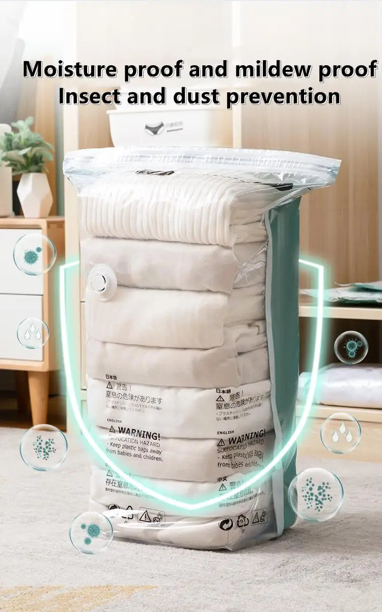 Vacuum Compression Storage Bags – No Pump