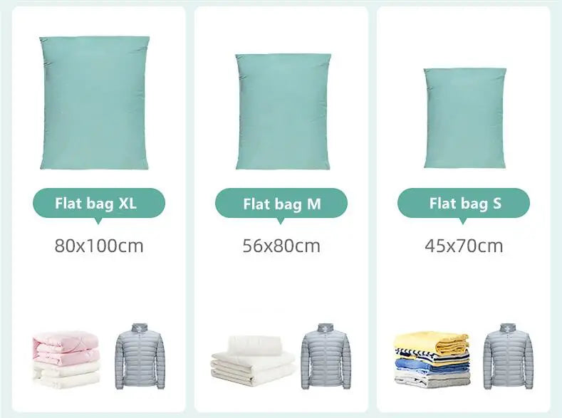 Vacuum Compression Storage Bags – No Pump