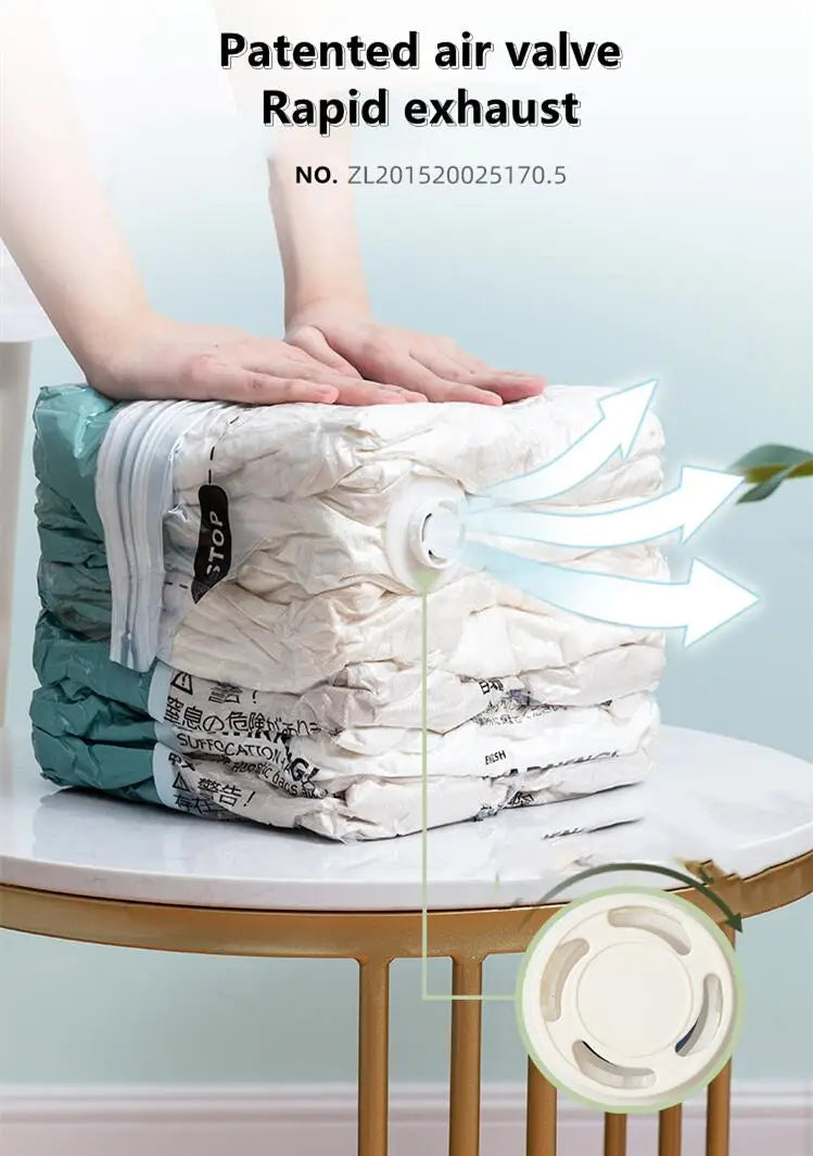 Vacuum Compression Storage Bags – No Pump