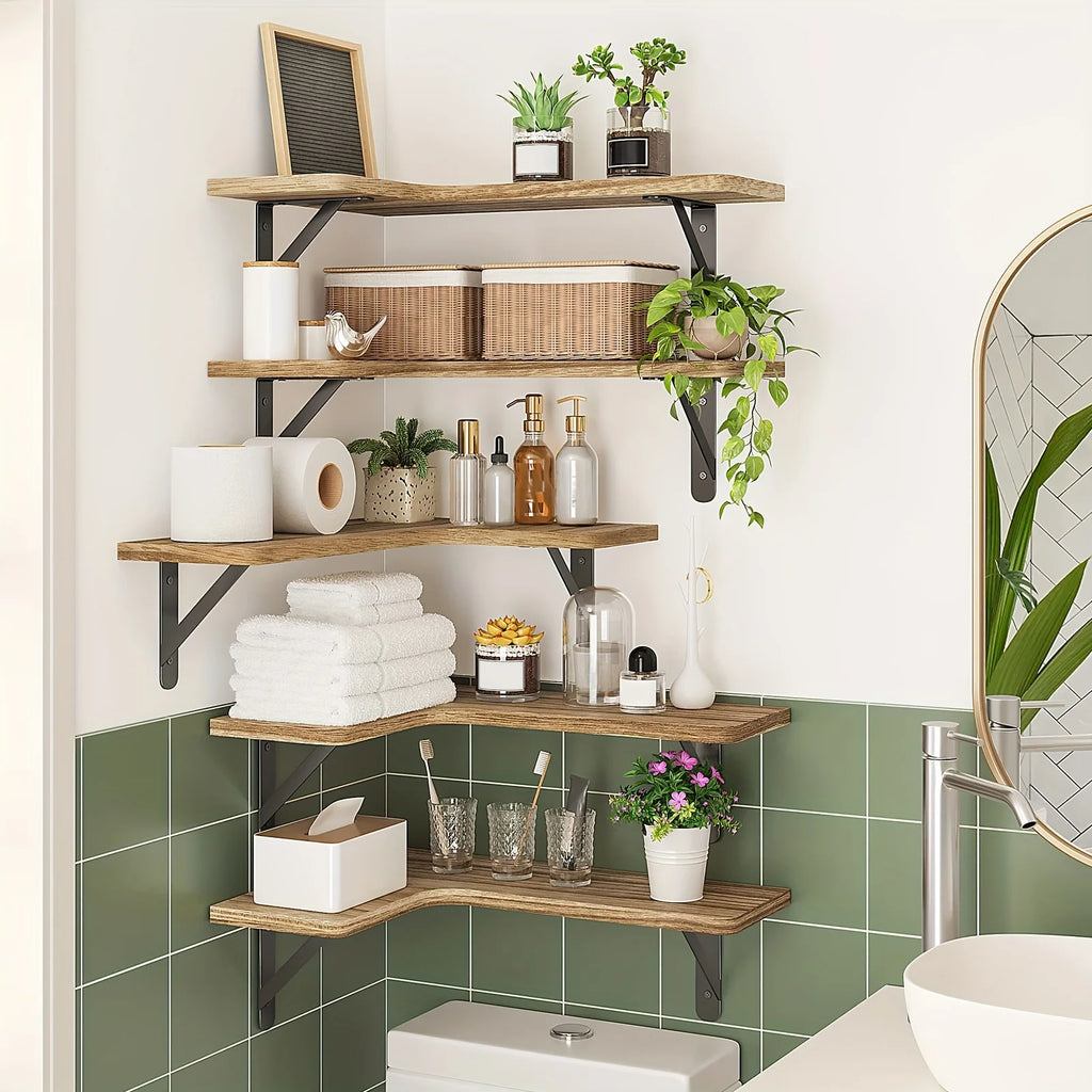 Rustic Wooden Floating Wall Shelf