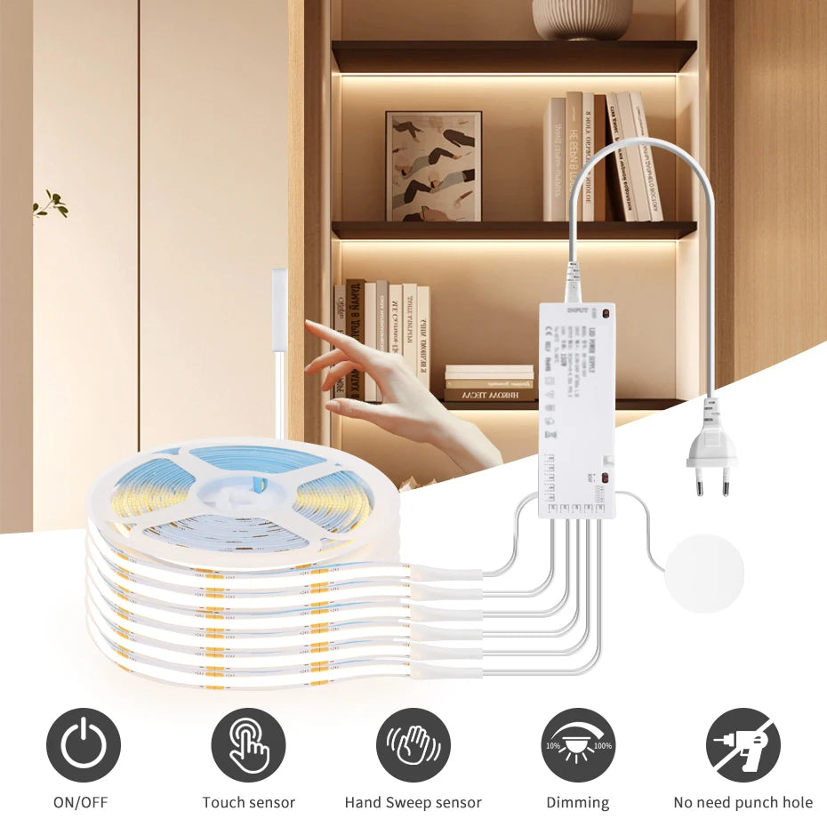 24V COB LED Strip with Dimmer & Plug