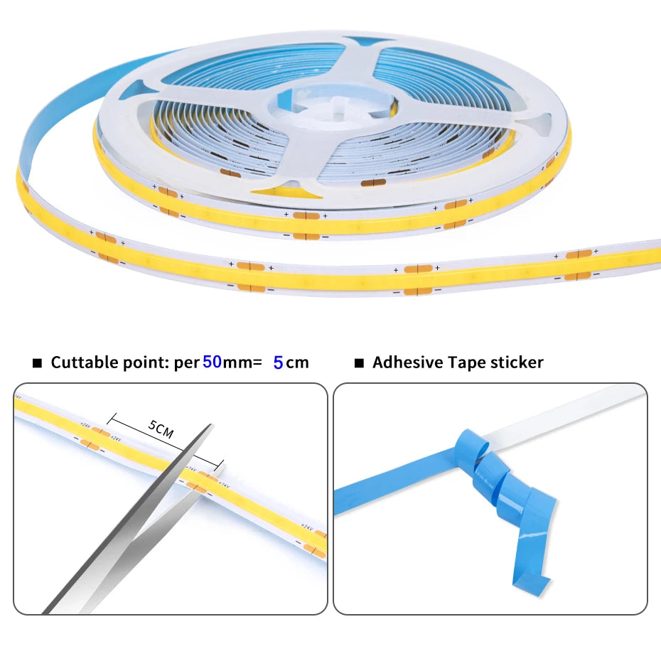 24V COB LED Strip with Dimmer & Plug