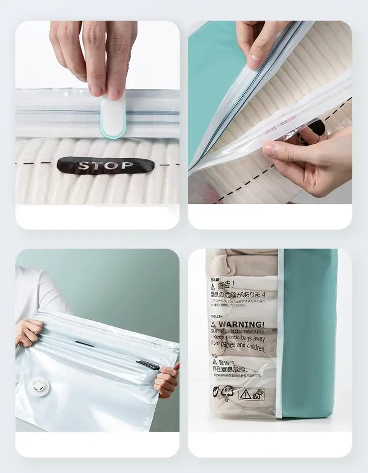 Vacuum Compression Storage Bags – No Pump